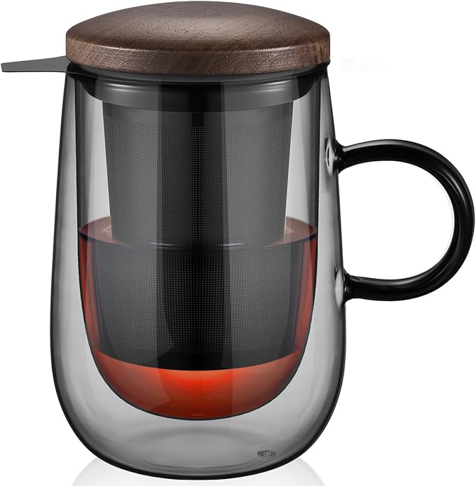 Glass double wall coffee mug