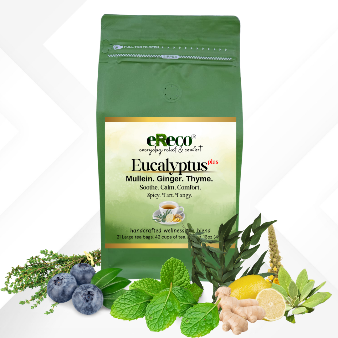 ERECO Teas/ Eucalyptus Tea Blend with Mullein and Thyme For Cough and Sore Throat Relief