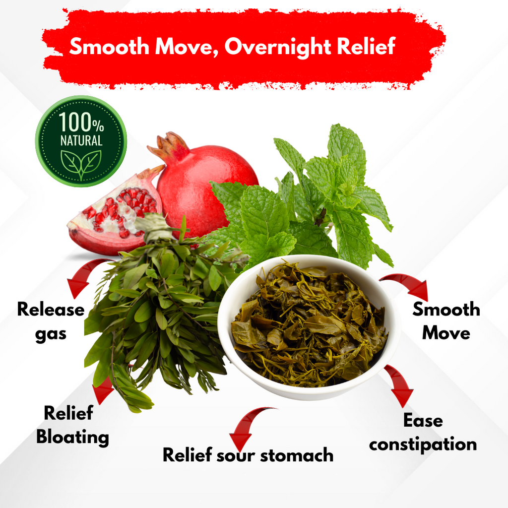 Organic Senna Tea Blend with Peppermint and Pomegranate.