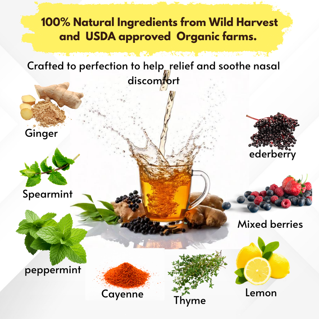 Spicy Ginger Mint Tea with Elderberry | Nasal Support Herbal Tea