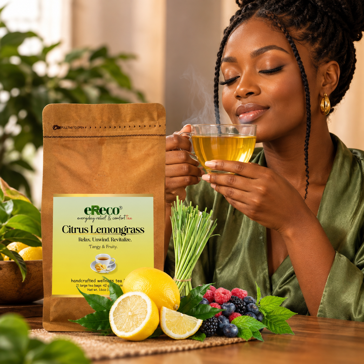 Lemongrass Tea with Lemon, Ginger and Turmeric | Natural Tea for Everyday Comfort