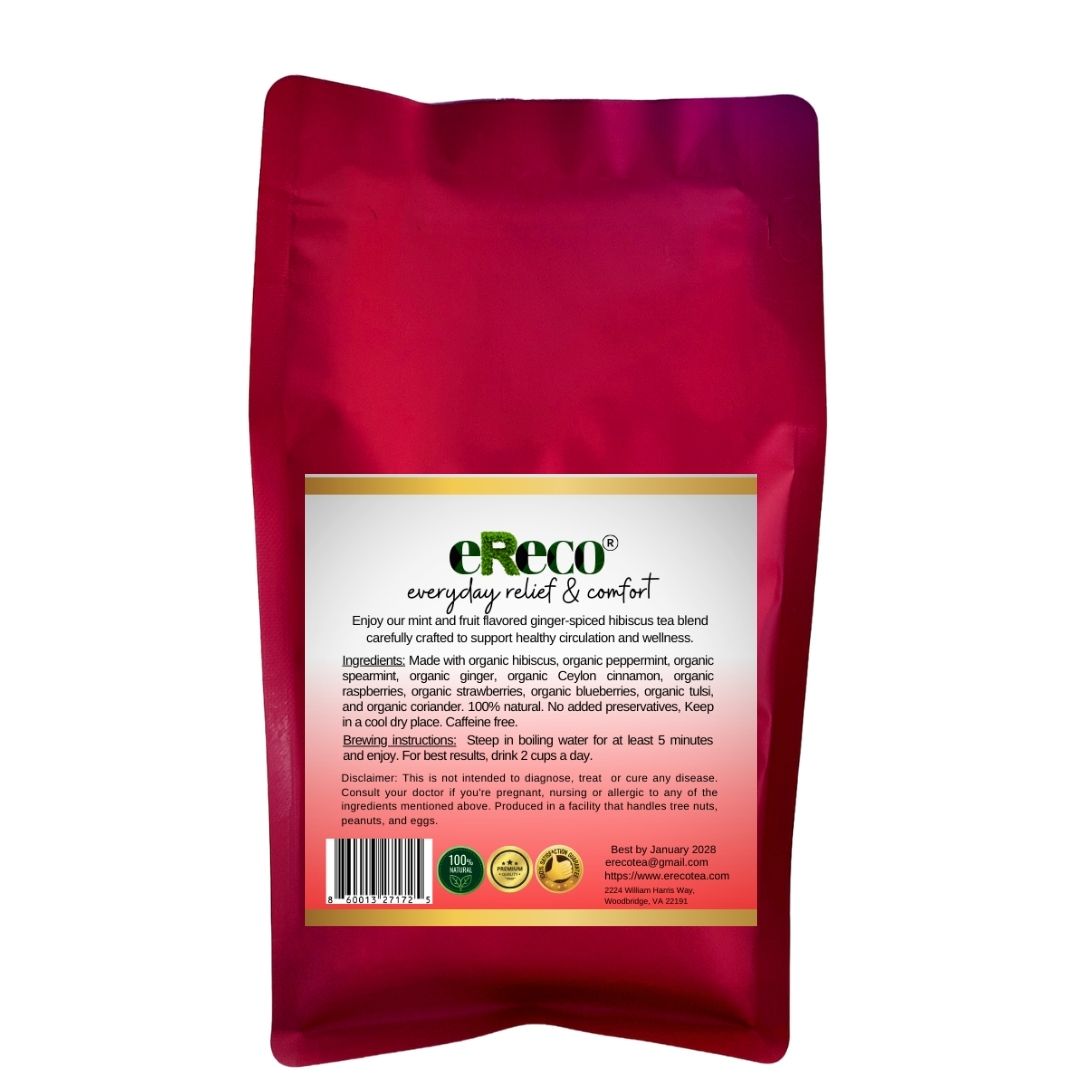 Hibiscus Mint Herbal Tea with Ginger and Peppermint